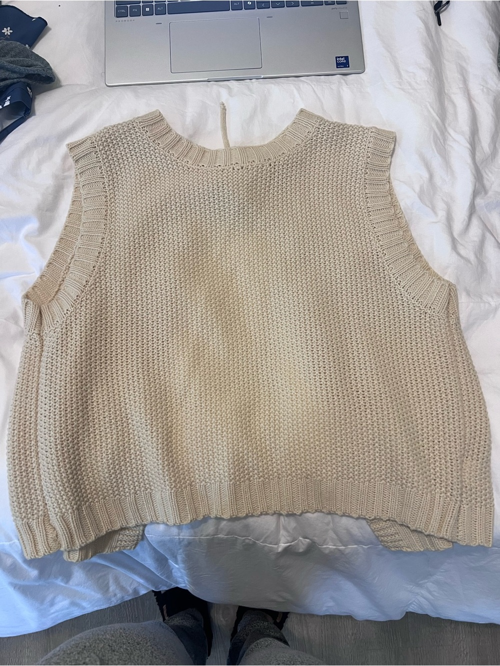 SHEIN Cream Knit Sleeveless Tank Top